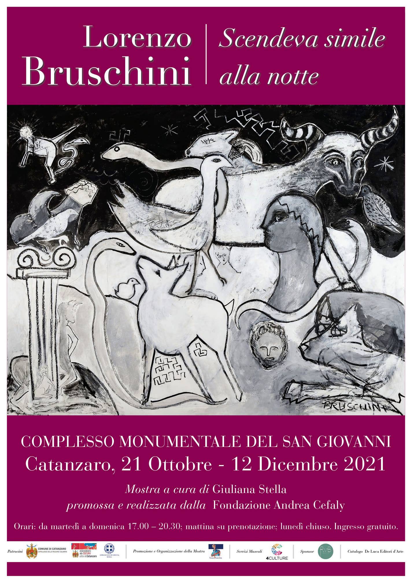Dal 21 ottobre a Catanzaro la mostra “Lorenzo Bruschini. Scendeva simile alla notte”